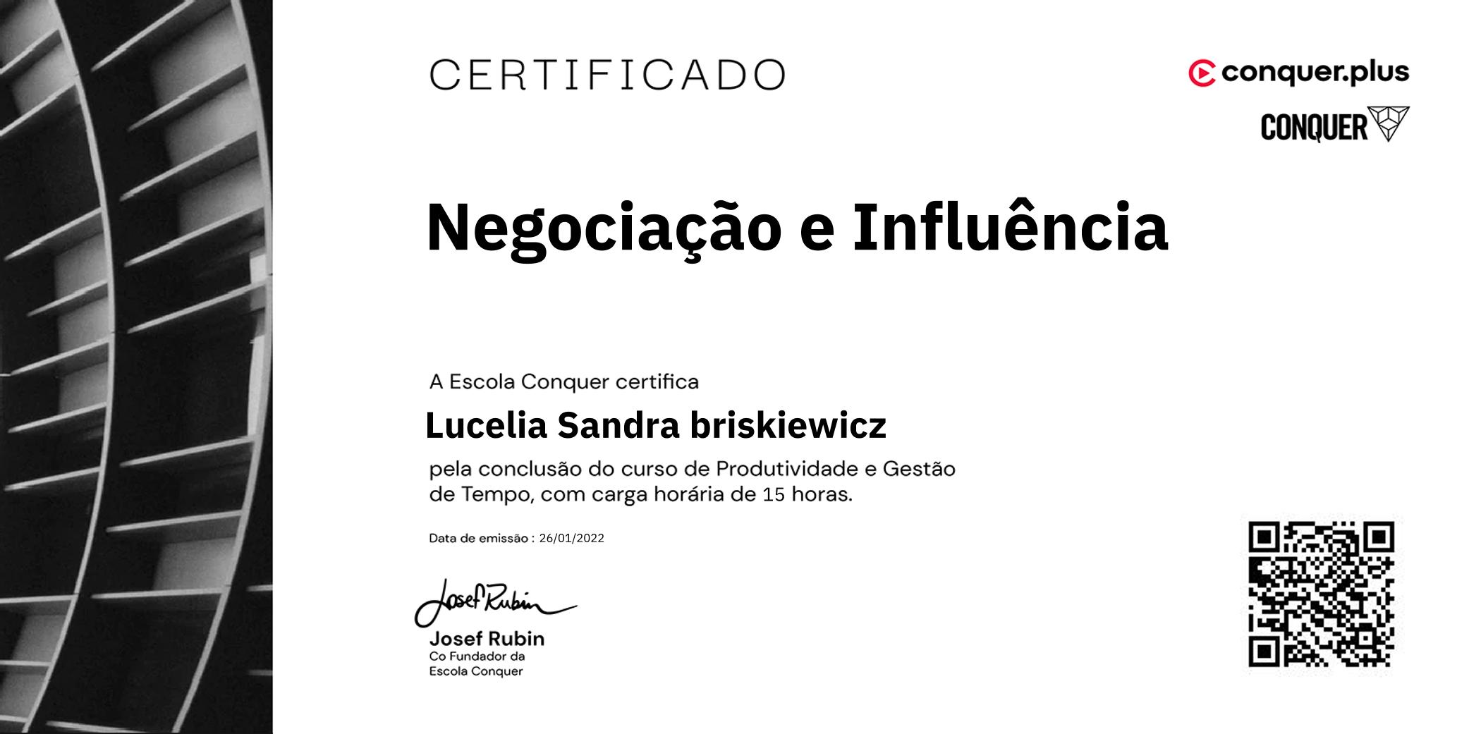 Certificado de Negociação e Influência